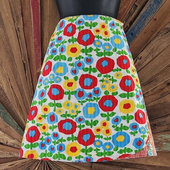 Handmade patchwork/mixed media double sided A-line wrap skirt Sz XS-M - Picture 4 of 14